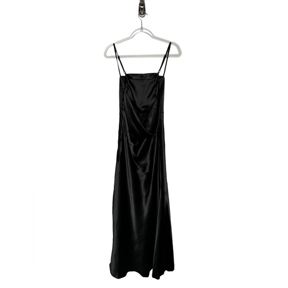 Lulus | NWT Endlessly Intriguing Open Back Black Satin Maxi Dress Large - Picture 10 of 11